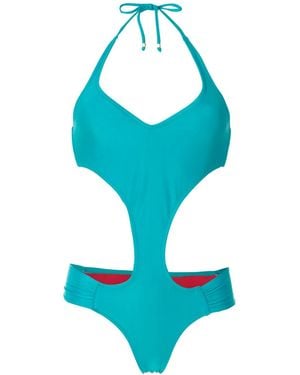 Amir Slama Draped Cut-Out One-Piece - Blue