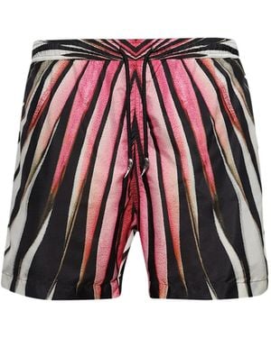 Roberto Cavalli Zebra-Print Swim Shorts - Red