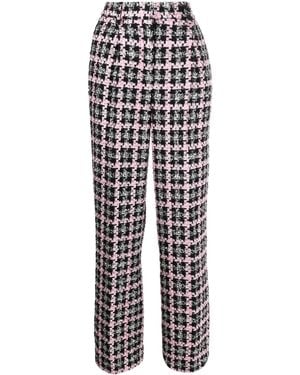 MSGM High-Waisted Tweed Trousers - White