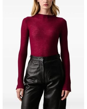 Patrizia Pepe Gerippter Pullover Mit Stehkragen - Rot