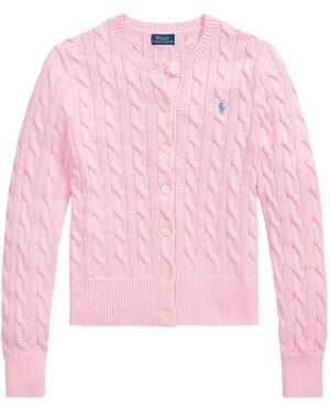 Polo Ralph Lauren Cable-Knit Cotton Cardigan - Pink