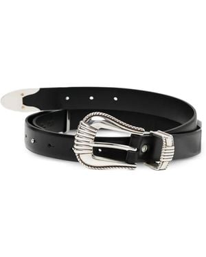 Toga Tone Buckle Leather Belt - Black
