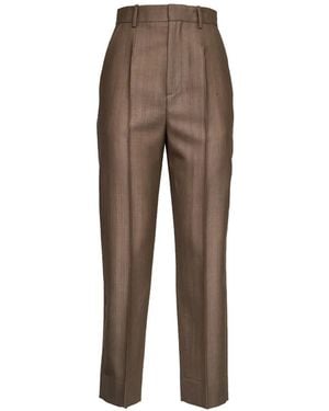 Victoria Beckham Pressed-Crease Tailored Trousers - Natural