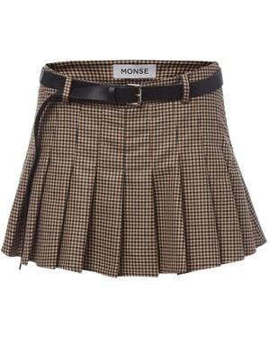 Monse Pleated Belted Mini Skirt - Brown