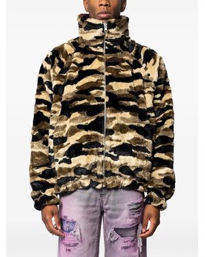 PDF CHANNEL Camouflage-Print Turtleneck Jacket - Black