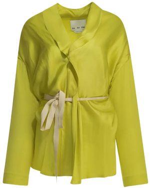 Sa Su Phi Belted Shawl-Collar Coat - Yellow