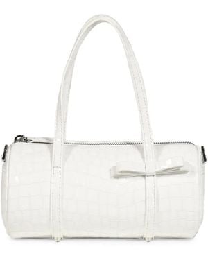 Sandy Liang Bolso Pencil Case Nano Con Efecto De Piel De Cocodrilo Y Lazo - Blanco
