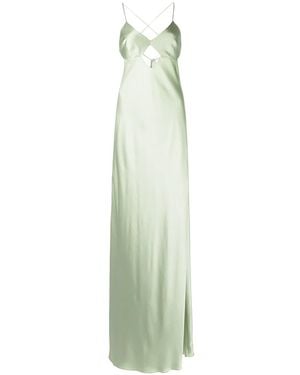 Michelle Mason Cut-Out Detail Silk Gown - Green