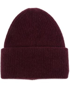 Anips Ribbed-Knit Beanie Hat - Red