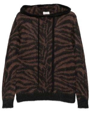 P.A.R.O.S.H. Hoodie Lamu Brossé À Imprimé Zébré - Black