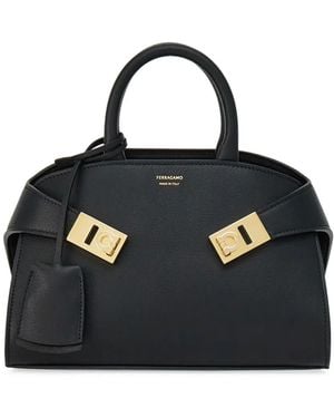 Ferragamo Hug Mini Leather Tote Bag - Black
