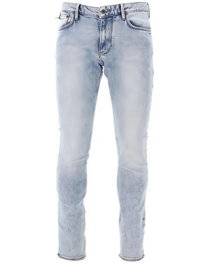 Emporio Armani Five-Pocket Slim Fit Stone-Washed Jeans - Blue