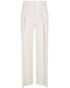 ERMANNO FIRENZE Pinstripe Pleated Trousers - White