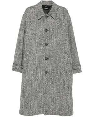 Dolce & Gabbana Herringbone-Weave Single-Breasted Overcoat - Gray