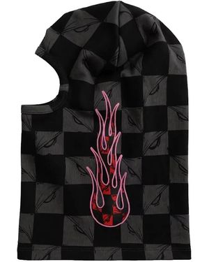 ANTI PROMO Flamher Shiesty Check-Pattern Flame-Print Balaclava - Black