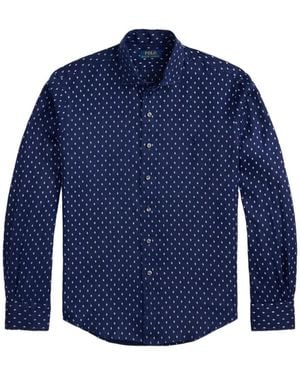 Polo Ralph Lauren Diamond-Print Linen Shirt - Blue