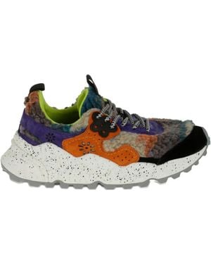 Flower Mountain Kotetsu Shearling Patchwork Trainers - Black