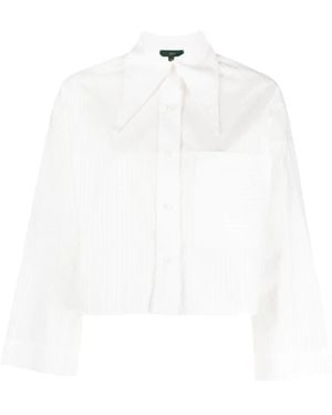 Jejia Cropped Striped Shirt - White