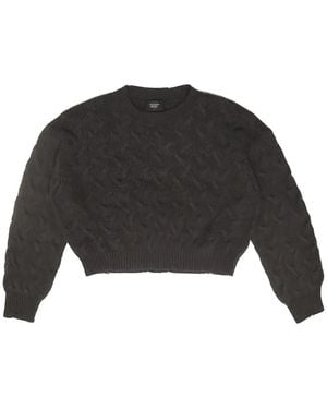 HTC Braided-Knit Long-Sleeve Sweater - Black