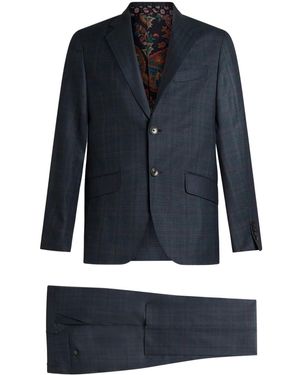 Etro チェック ツーピーススーツ - ブルー