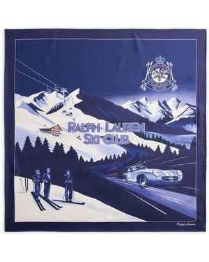 Ralph Lauren Ski Club Graphic-Print Scarf - Blue