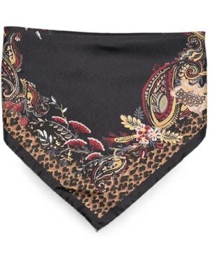 Etro Paisley Leopard-Print Scarf - Black