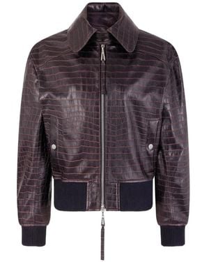 Rabanne Bomberjacke Mit Kroko-Effekt - Braun