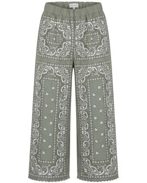 ORSINA Bandana-Print Embroidered Pants - Gray