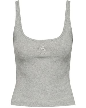 Marine Serre Moon Embroidered Cropped Tank Top - Grey