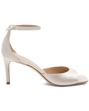 Stuart Weitzman Nudistia Square-Toe Ankle-Strap Sandals - White