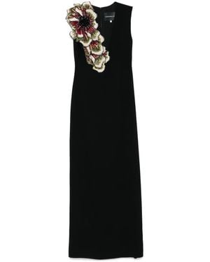 Costarellos Crepe Florals Maxi Dress - Black