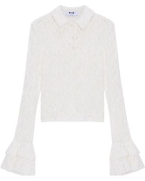 MSGM Polo En Dentelle - White