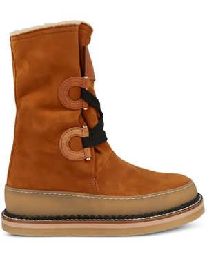 Ferragamo Loop Kid Suede Boots - Brown