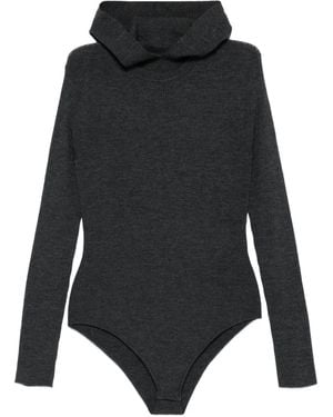 P.A.R.O.S.H. Body de canalé con capucha - Negro
