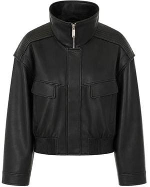 Self-Portrait Faux-Leather Bomber Jacket - Black