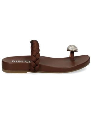 Bibi Lou Braided Rhinestone Sandals - Brown