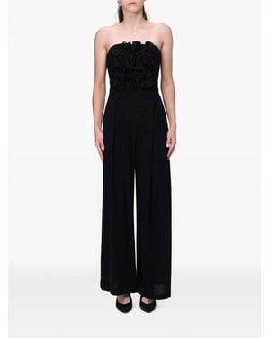 Hanita Ruffle-Trimmed Glitter-Effect Jumpsuit - Black