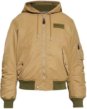 McQueen Hooded Zip-Up Bomber Jacket - Natural