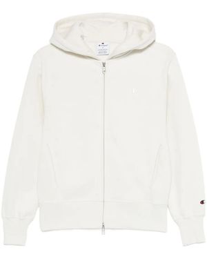 Champion Logo-Detail Zip-Up Hoodie - White