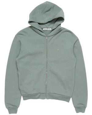 Acne Studios Face Logo Zip-Up Hoodie - Green