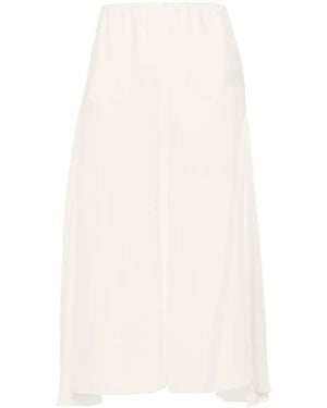 Chloé Neutral Wide-Leg Silk Trousers - White