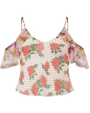 Donde Esteban Pajaritos Floral-Print Ruffled Camisole Top - Pink