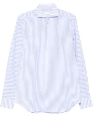 Xacus Vertical-Stripe Spread-Collar Shirt - White