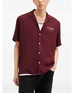 AllSaints Revere-Collar Logo Shirt - Red