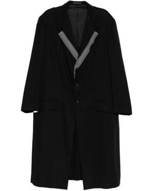 Y's for men Broad Embroidered Long Jacket - Black