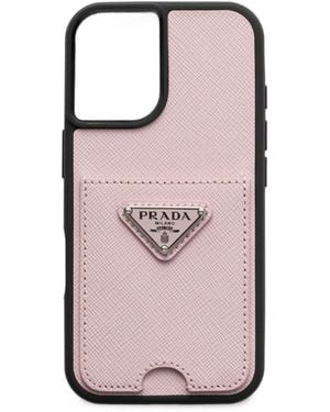 Prada Saffiano Leather Iphone 16 Case - Pink