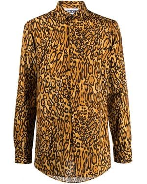 Moschino Leopard-Print Long-Sleeve Shirt - Brown