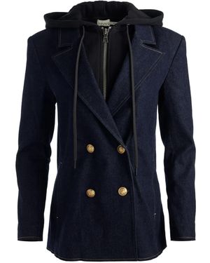 Alice + Olivia Jordan Denim Blazer With Removable Hoodie - Blue