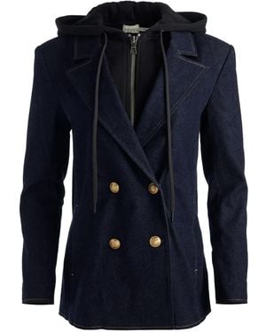 Alice + Olivia Blazer En Jean Jordan À Boutonnière Croisée - Bleu