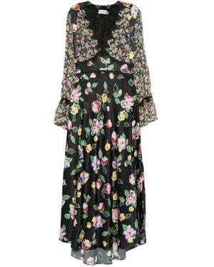 RIXO London Lace-Detail Floral-Print Maxi Dress - White